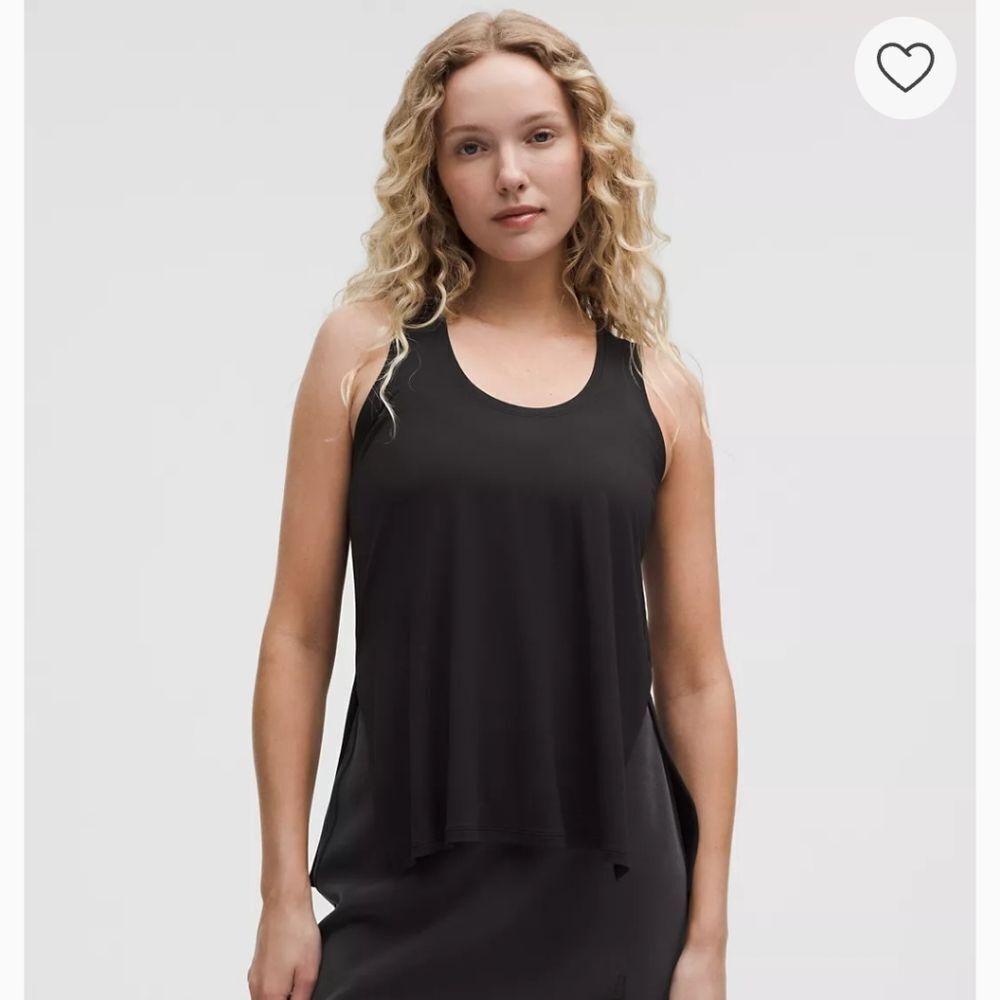 Lululemon Modal Silk Side Slit Black Athletic Tank Top - Size XXS